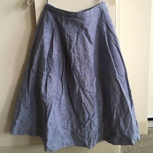 Uniqlo Linen Cotton Tucked Flare Skirt - Blue